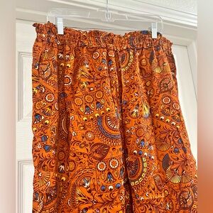 Anthropologie Wide Leg Pull-on Pants. NWT orange motief XL Tall